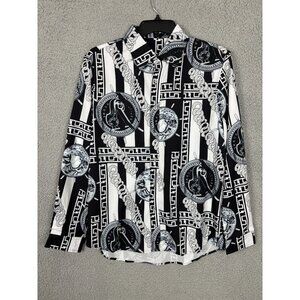 White Luxurious Versace-inspired Digitai Print Shirt Medium Black/White NWOT
